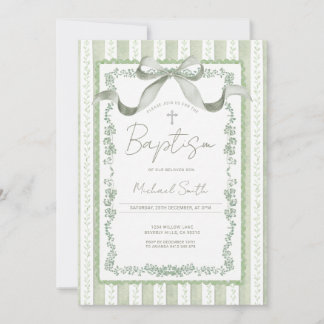 Convite de Batismo Botânico Verde Sage Grandmillen
