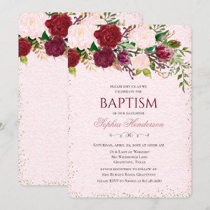 Convite de Batismo com Aquarela Floral