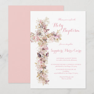 Convite de Batismo com Aquarela Floral de Primaver