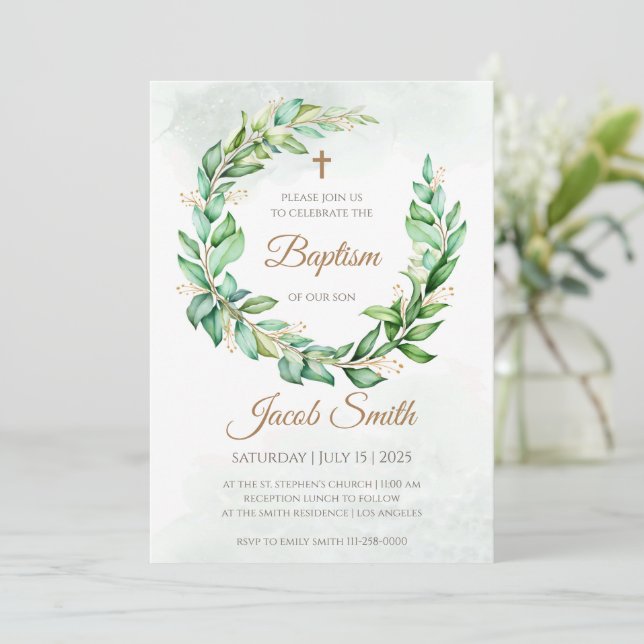 Convite de Batismo & Convites de Batizado para Men (Em pé/Frente)