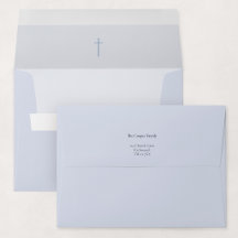Convite de Batismo Cruz Religiosa Grace Blue