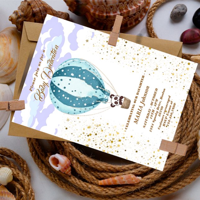 Convite de batismo de animais fofos de balão de ar (Criador carregado)