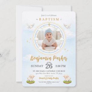 Convite de Batismo de Bebê Menino com Foto