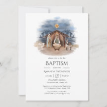 Convite de Batismo de Natal Religioso