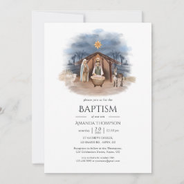 Convite de Batismo de Natal Religioso