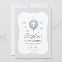 Convite de Batismo do Menino do Laço Azul com Coro