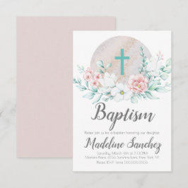 Convite de Batismo Floral de Primavera em Aquarela