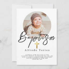Convite de batismo infantil minimalista com foto