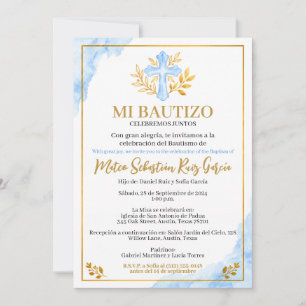 Convite de Batismo Meu Batismo Azul Cruz
