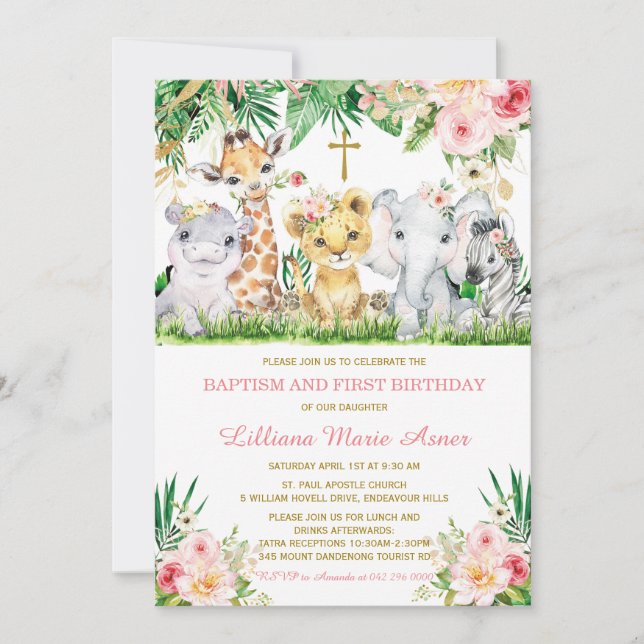 Convite de Batismo na Selva e Primeiro Aniversário (Frente)