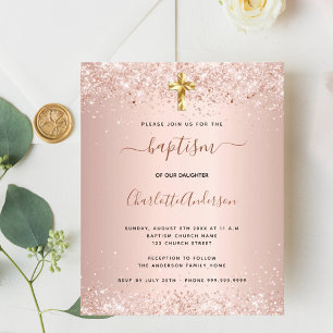 Convite de batismo orçamento rosa dourado