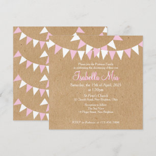 Convite de Batismo ou Crisma Rosa Baby Bunting