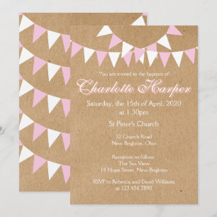Convite de Batismo ou Crisma Rosa Baby Bunting
