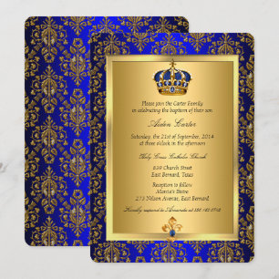 Convite de Batismo Príncipe Azul Real Coroa