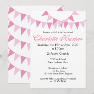 Convite de Batismo Rosa Baby Bunting