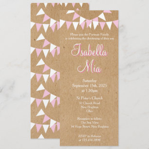 Convite de Batismo Rosa Baby Bunting