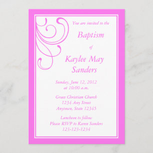 Convite de Batismo Rosa Personalizado ou Outro Eve
