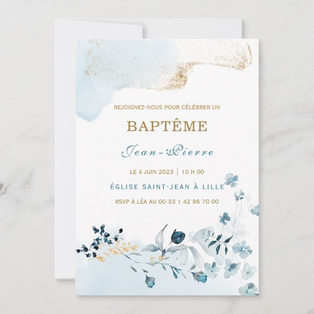 Convite de batizado para um menino (Frente)