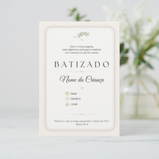 Convite de Batizado Personalizável Elegante