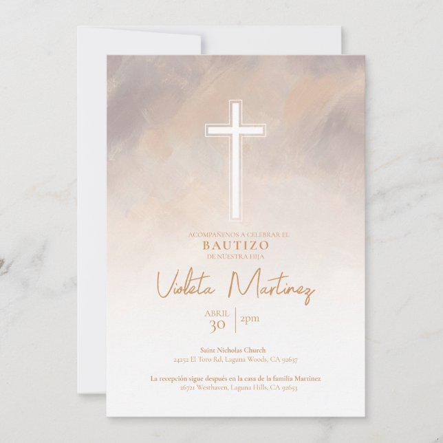 Convite de Batizado Roxo (Frente)