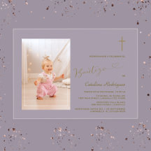 Convite De Bautizo De Menina Foto Elegante