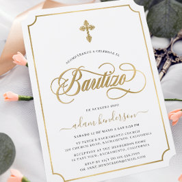 Convite De Bautizo Dourado Espanhol 
