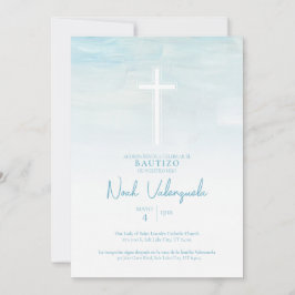 Convite de Bautizo Niño Azul Convite Espanhol