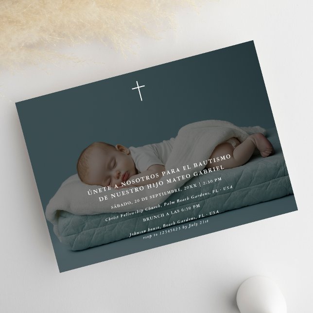 Convite De Bautizo Para Niño Niña Foto Sobreposta (Criador carregado)