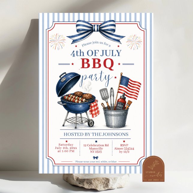 Convite de BBQ do Dia 4 de Julho Independente Prep (Criador carregado)