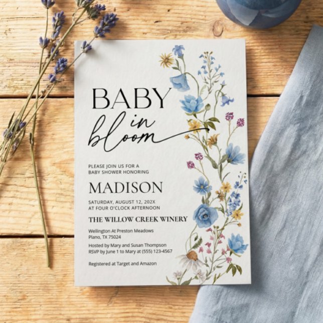 Convite de Bebê Menino em Flor | Chás de Bebê  (Criador carregado)