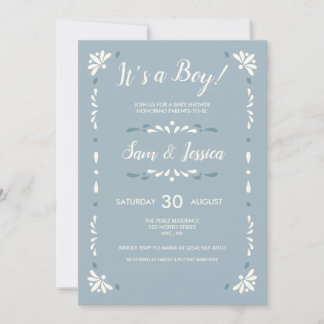 Convite de Bebê Menino Talavera Mexicana