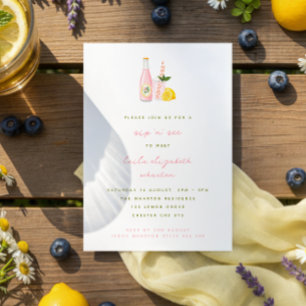 Convite de Bebê Minimalista de Limonada Rosa para