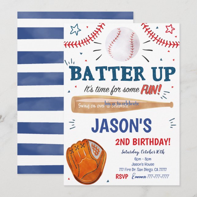 Convite de beisebol  (Frente/Verso)