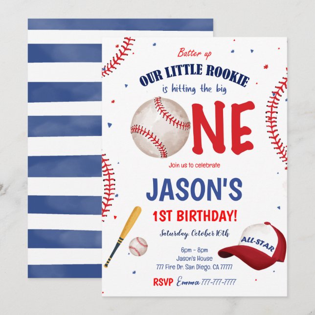 Convite de beisebol (Frente/Verso)