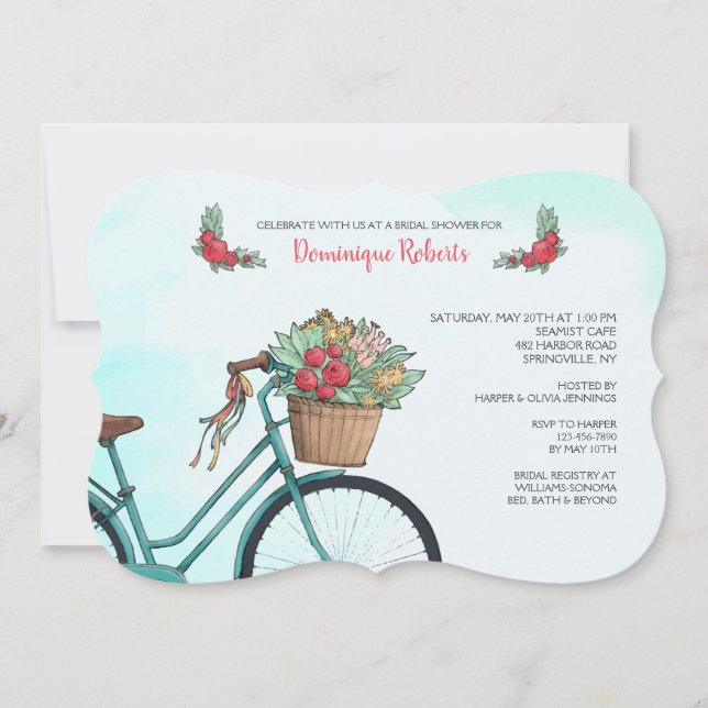 Convite de Bicicleta Com Flores (Frente)