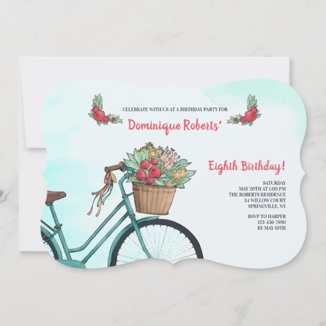 Convite de Bicicleta Com Flores (Frente)