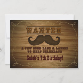 Convite de Bigode de Cowboy Selvagem Ocidental Pro