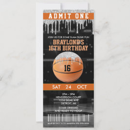 Convite de Bilhete de Aniversário de Basquete Ping