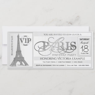 Convite de Bilhete de Aniversário em Paris