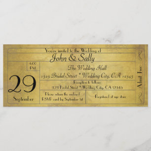 Convite de Bilhete de Casamento Antigo Vintage
