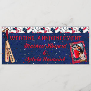 Convite de Bilhete de Casamento de Beisebol Person