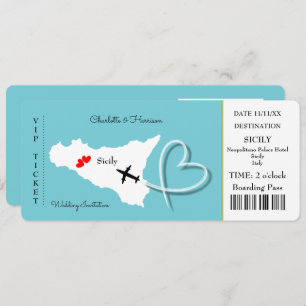 Convite de Bilhete de Casamento de Destino da Sicí