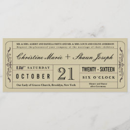 Convite de Bilhete de Casamento de Estilo Vintage