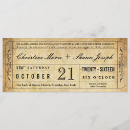 Convite de Bilhete de Casamento de Estilo Vintage