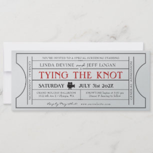 Convite de Bilhete de Casamento de Filme Antigo