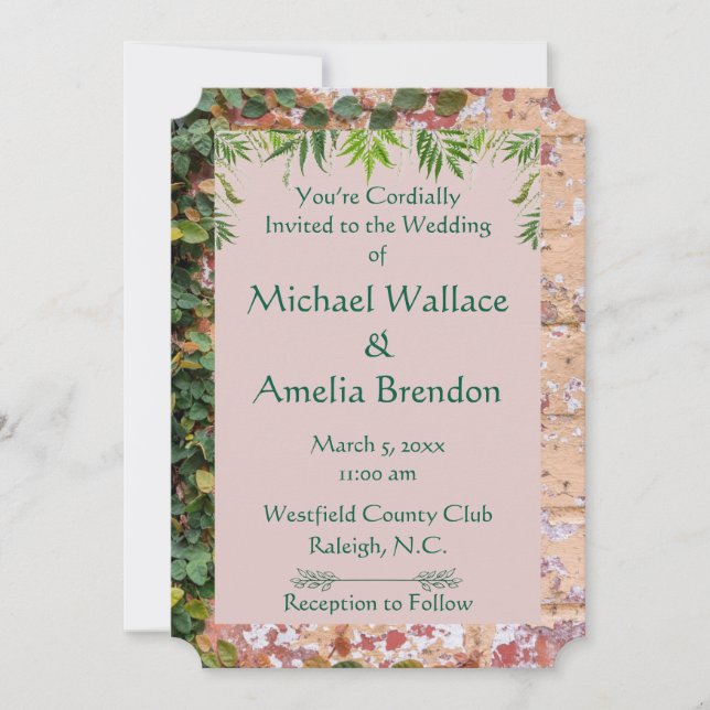 Convite de Bilhete de Casamento de Ivy Verde Pinta (Frente)