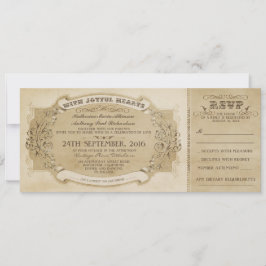 CONVITE DE BILHETE DE casamento vintage COM RSVP