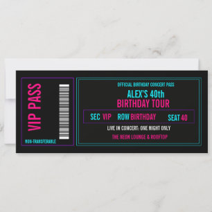 Convite de Bilhete de Concerto de Aniversário VIP