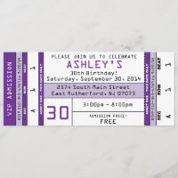 Convite de Bilhete de Concerto Roxo