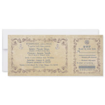 Convite de Bilhete de Cruzeiro Vintage de Casament